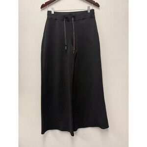 Spanx AirEssentials Crop Wide Leg Lounge Pants Black Soft Spacer Knit Comfort M